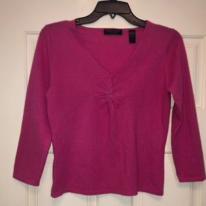 Valerie Stevens Cashmere Pink V-Neck Sweater Small